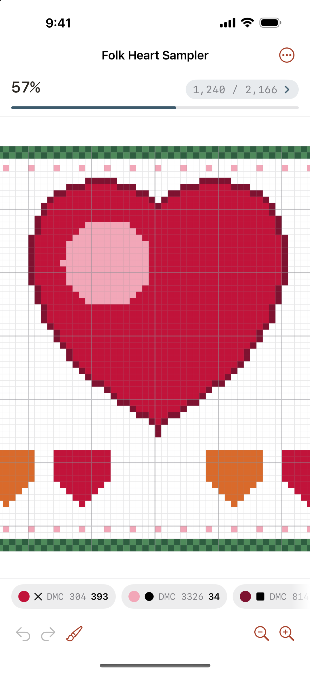 A dense counted chart with one colour highlighted, the legend and find-next bar along the bottom.